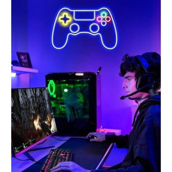 NEW Game Controller LED Light Neon Sign (Room Decor Teen Boy Wall Gamer Gaming - Picture 4 of 8
